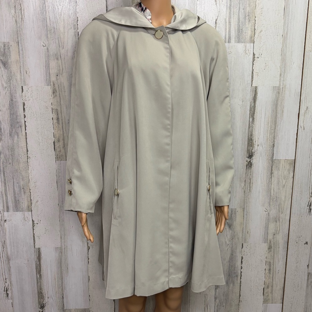British Mist Vintage Cream Hooded Cape‎ Trench Coat